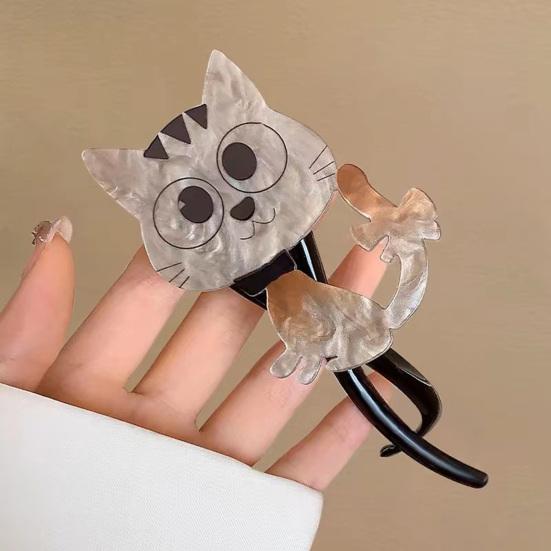 Girls Hair Clips Cartoon Cat Decor Twist Hair Claw Back Head Crab Holder Women Hair Styling Tool Hair Accessories