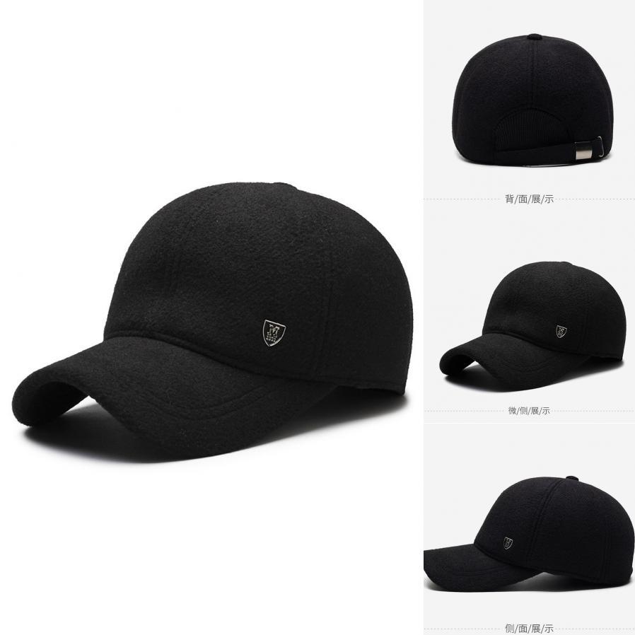 Simple Solid Color Middle Aged Warm Windproof Baseball Cap For Winter