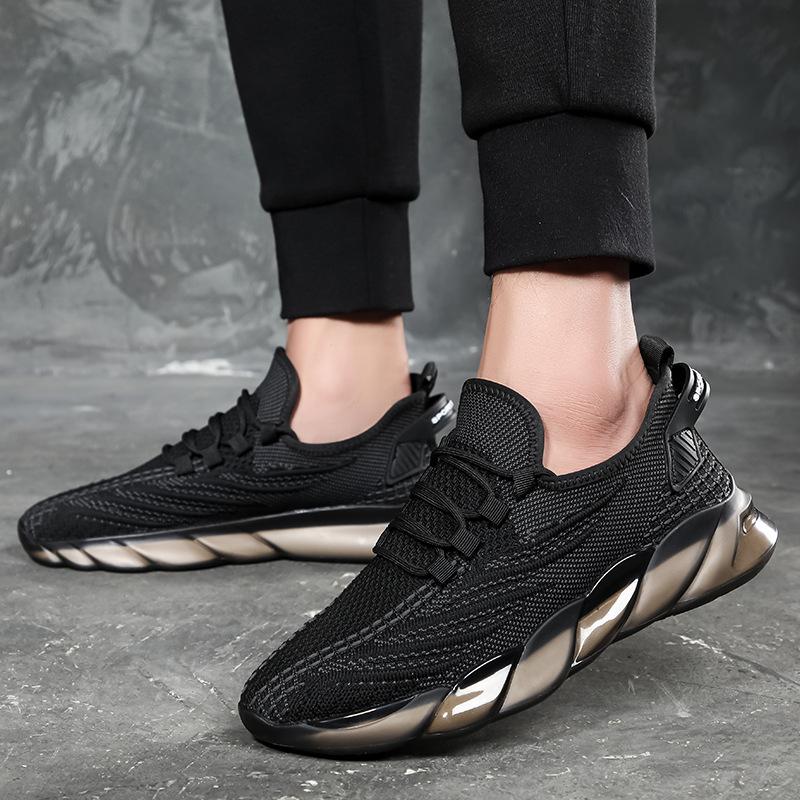 Strictly selected men's shoes spring and summer new popcorn running shoes flying woven breathable trend sports shoes casual soft mesh coconut