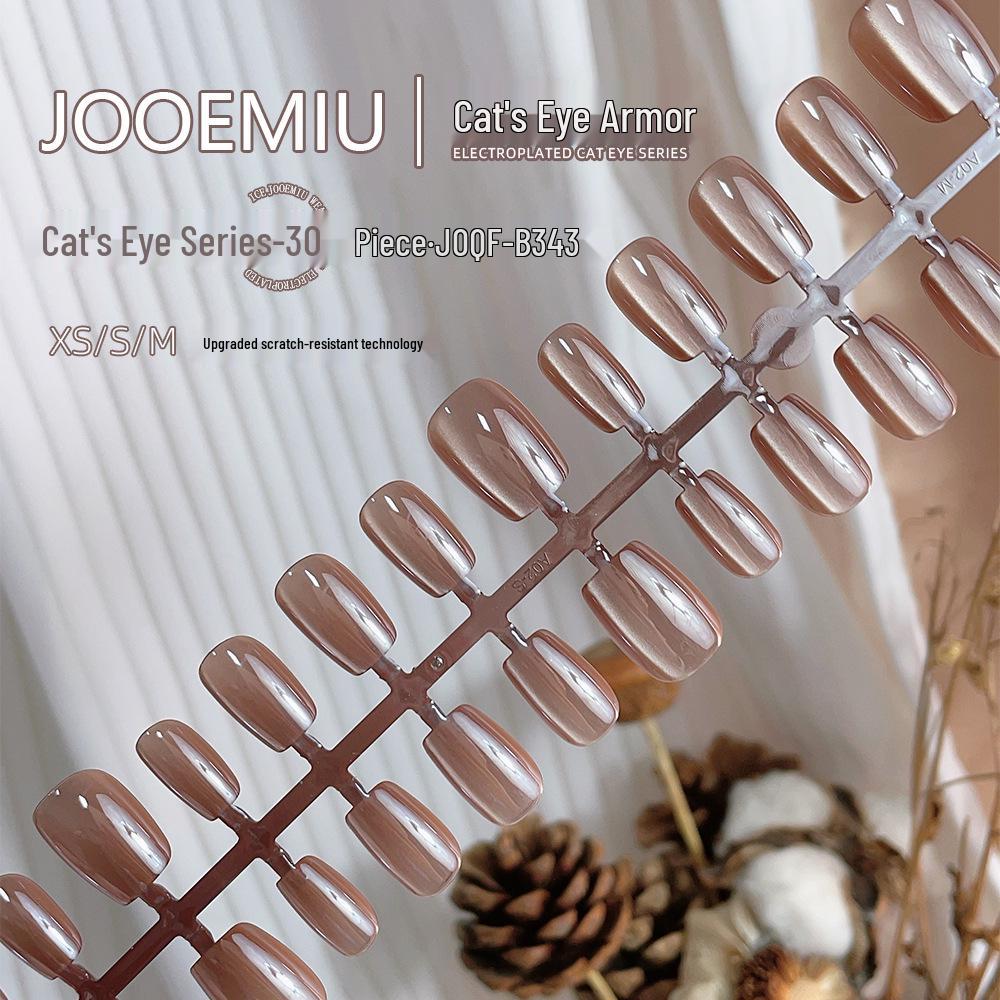 

Hailey Caramel Electroplated Cat Eye Nail Tips Set - 30 Removable, Pre-sized Pieces