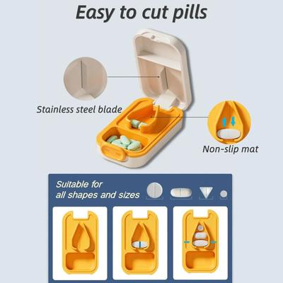 2 In 1 Pill Cutter With Invisible Storage Box Portable Mini Drug Tablet Medicine Dustproof Divider Organizer Crusher Pill Box