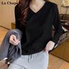 La Chapelle Women's V-Neck Long Sleeve Base Layer Tee