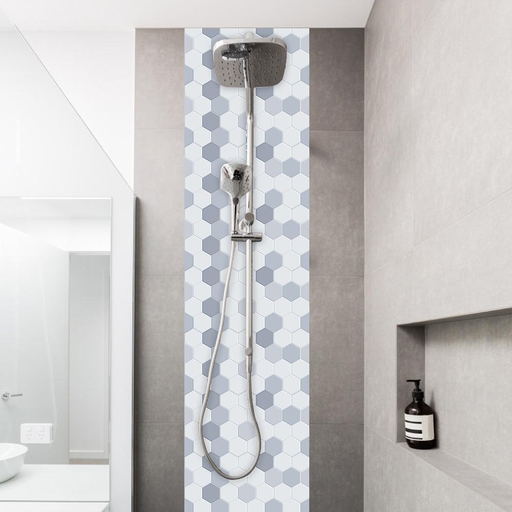 10 Stück flache sechseckige Marmormuster-Fliesen-Wandaufkleber für Küche, ölbeständiges Badezimmer, Heimdekoration, abziehen und aufkleben, Keramik-Kunsttapete