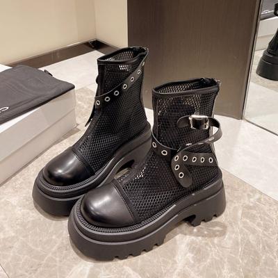 Hollow Martin Boots Women's Summer Thin Breathable Mesh Boots Single Boots New Sweet and Cool Thick-soled Heightening Short Boots