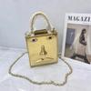 2026 Face Handbag Female Fashion Silver Lacquer Leather Small Square Bag