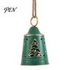 Vintage Holiday Decor Metal Bell Christmas Ornament, Large Iron Hanging with Ornaments Hollow Carved Tree Pattern for Door, Garland, Wreath,