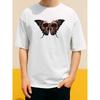 European Sizes Men'S Skull Butterfly Day of the Dead Graphic T-Shirt | White Crew Neck Tee with Vibrant Mexican Folk Art Print