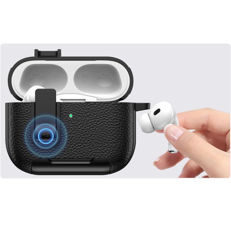 For AirPods 4 Case Leather Texture Matte Earphone Case with Phone Stand Bluetooth Headset Cover For AirPods Pro 3 2 1 Shockproof Earphone Charging Box