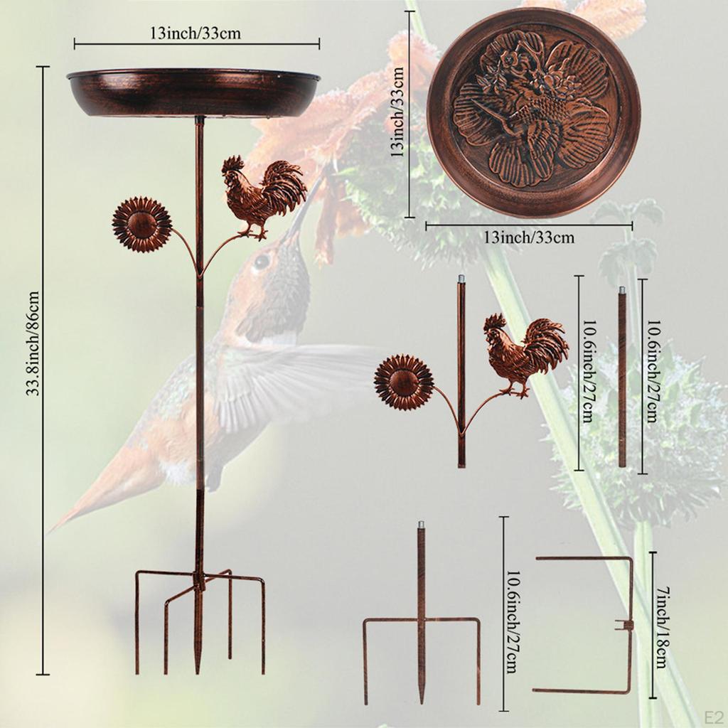 Garden Bird Bath Supplies Versatile Weatherproof Easy to Assemble with Stake Feeder for