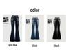 Jeans da donna slim micro-svasati con tasche ricamate e lavaggio scuro