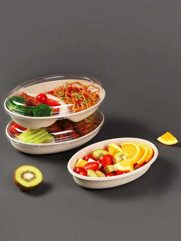 Jednorázová oválná papírová miska z dužiny