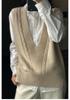 Autumn Winter Women's Pure Wool Loose Cable Knit Cardigan Vest Sweater Waistcoat