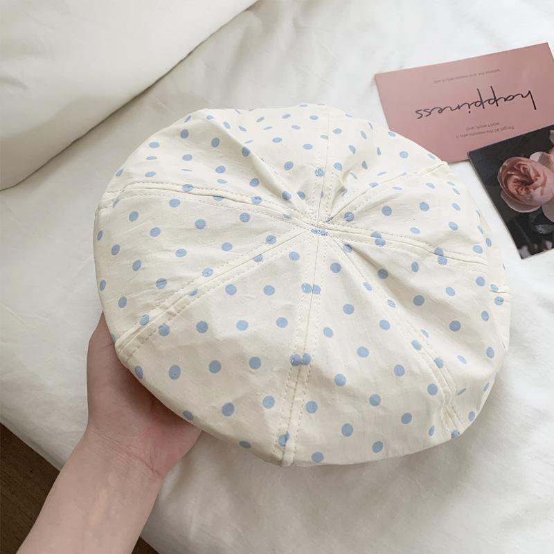 

Stylish Checkered Lightweight Beret Hat For Women In Blue And Pink Perfect Summer For Dot Blue