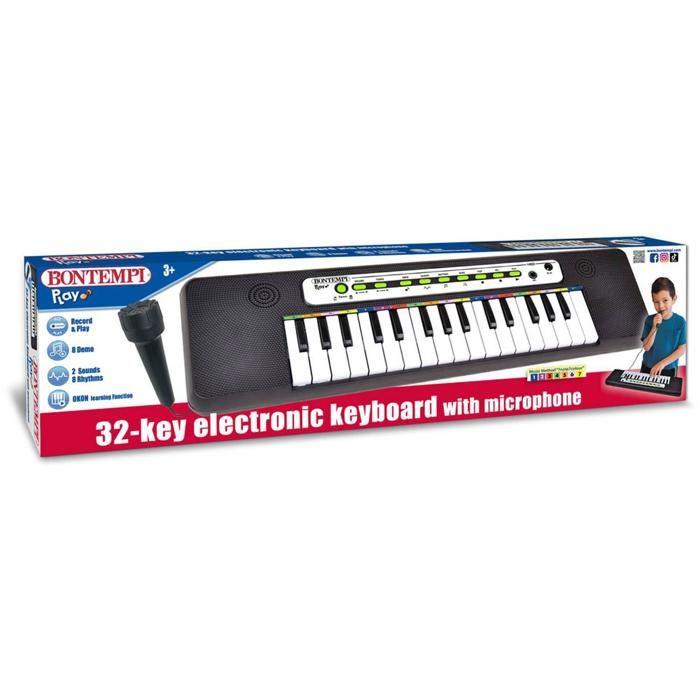 Clavier électronique - Bontempi 32 touches - 32 touches - Fonction d'apprentissage OKON - Compact et portable