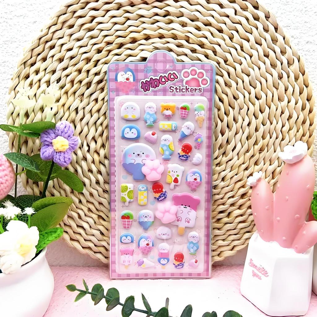 IOLOYU 3D Squishy Stickers and Paw Print Stickers Set Texture 3D Decorative Stickers Stress Relief Stickers Perfect for Smartphone DIY and Planners -