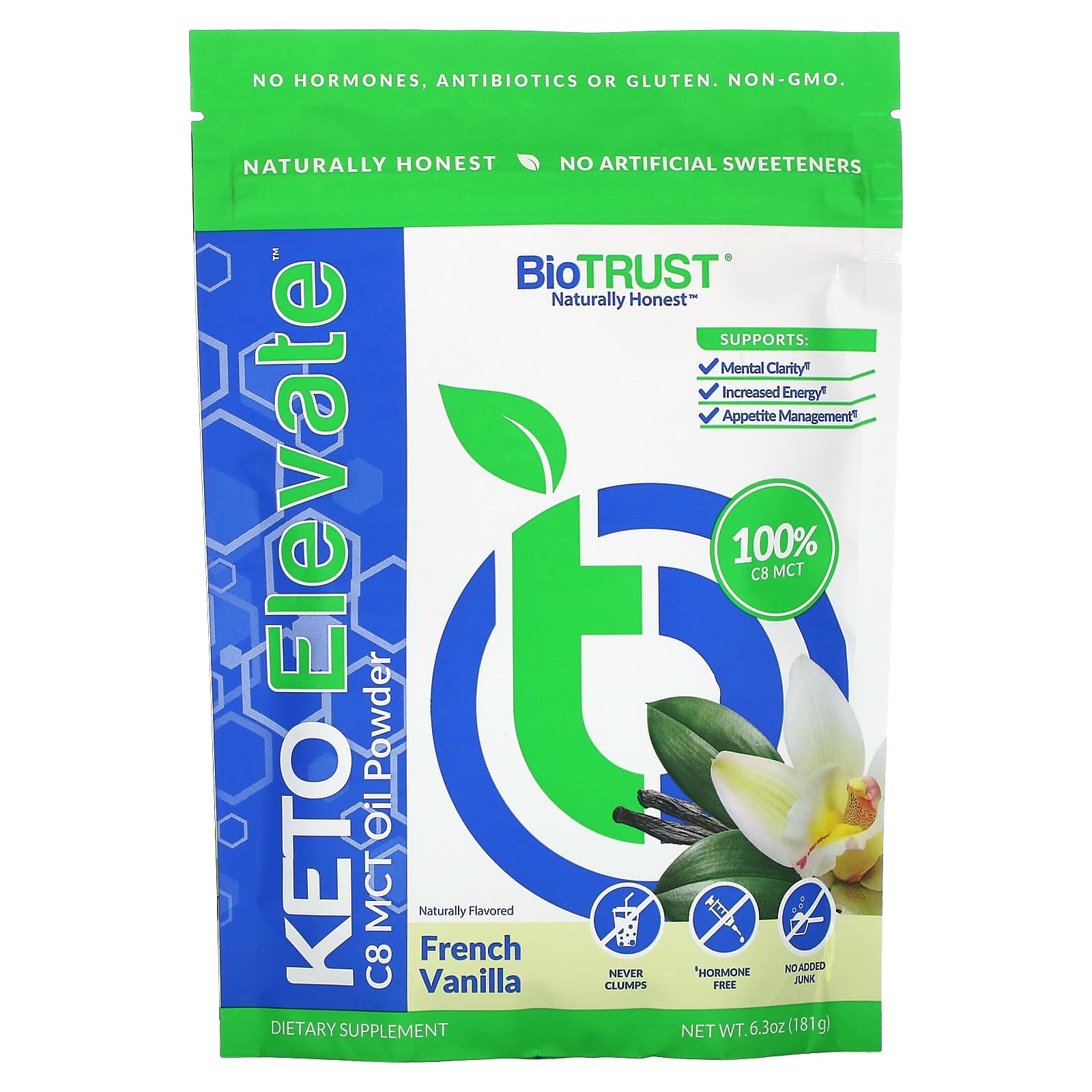 

Keto Elevate, C8 Mct Oil Powder, French Vanilla Flavor, 181G(6.3Oz)