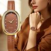 Damen Casual Einfach Business PU Lederarmband Ovale Quarz Uhr Studenten Damen Armbanduhren