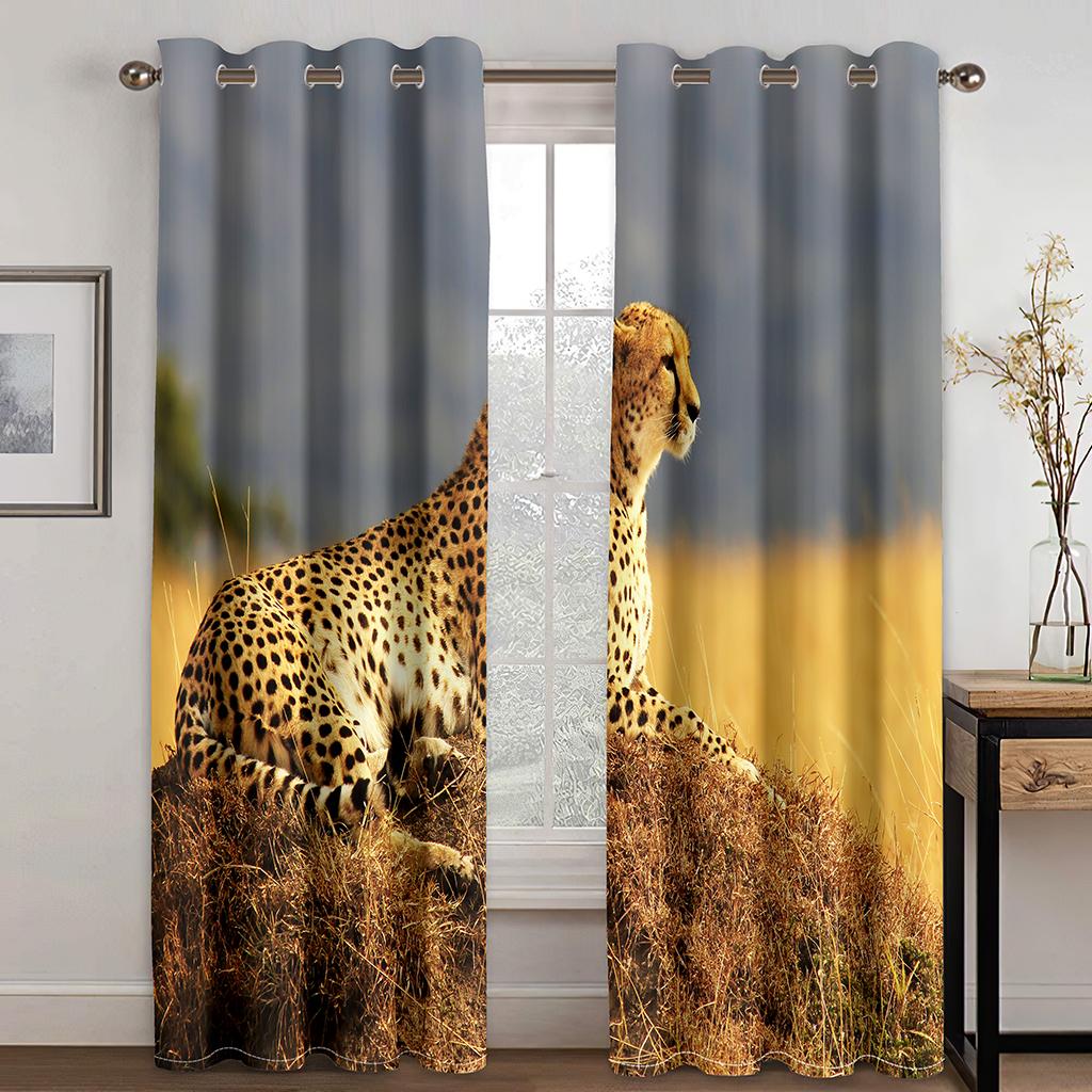 

Дешевые 3D дикие животные лев тигр леопард 2 шт. Бесплатная доставка роскошные оконные шторы для гостиной спальни украшения на распродаже 100W130H(CM)40x51in&Grommet Top