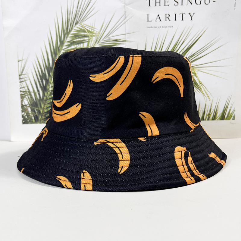 Ladies Spring and Summer Outdoor Sun Hat Banana Pineapple Print Pot Hat Digital Print Bucket Hat Travel Hat