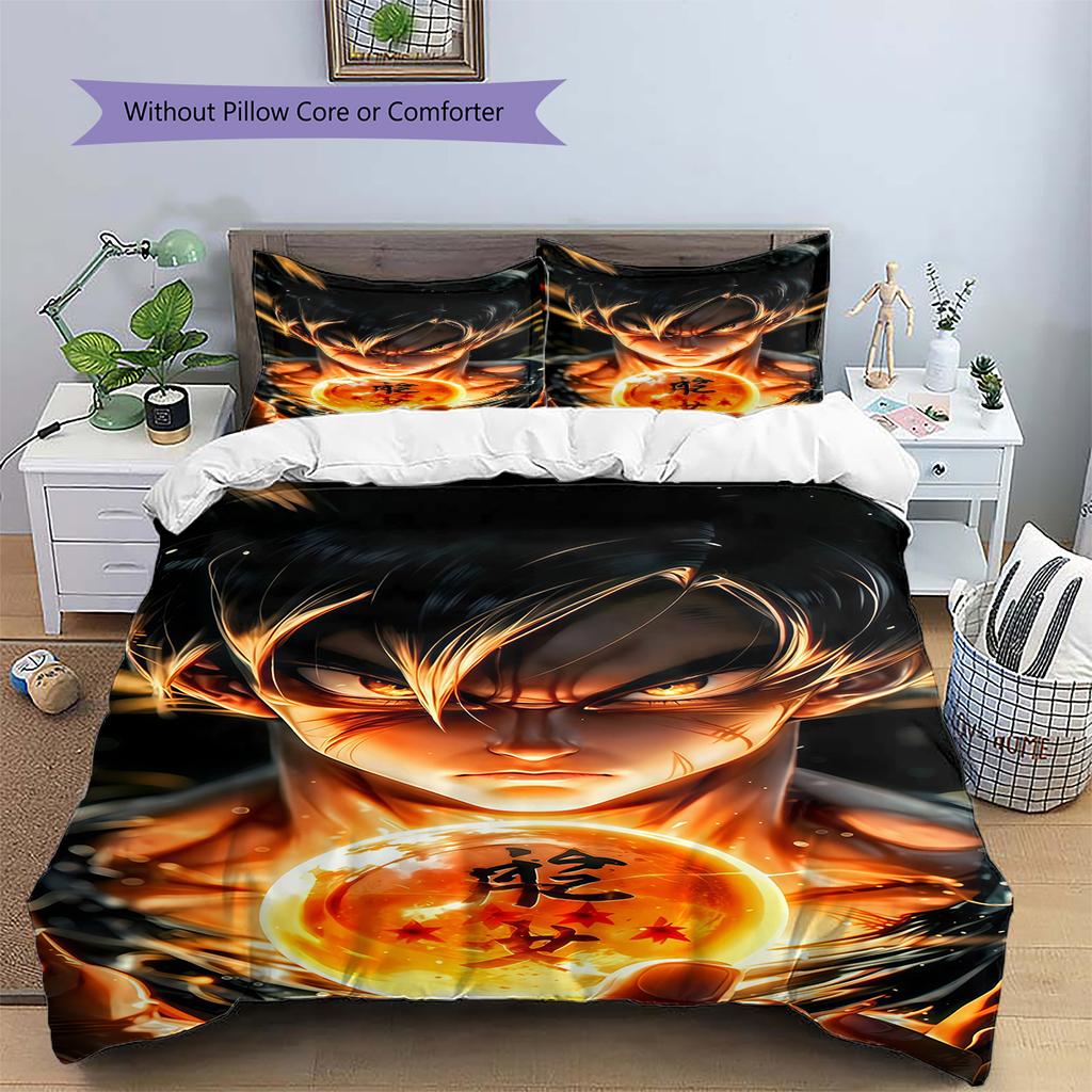 Biancheria da letto con motivo Son Goku, Set piumone Copripiumone Federa Regalo di compleanno per la casa (1 * copripiumino + 2 * federa, senza nucleo)