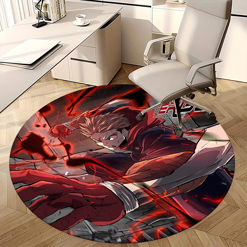 1pc Anime Cartoon Design FERG Ergo Art Round Carpet for Office Chair Mat, Non-Slip Rug Suitable for Home Decor, Living Room