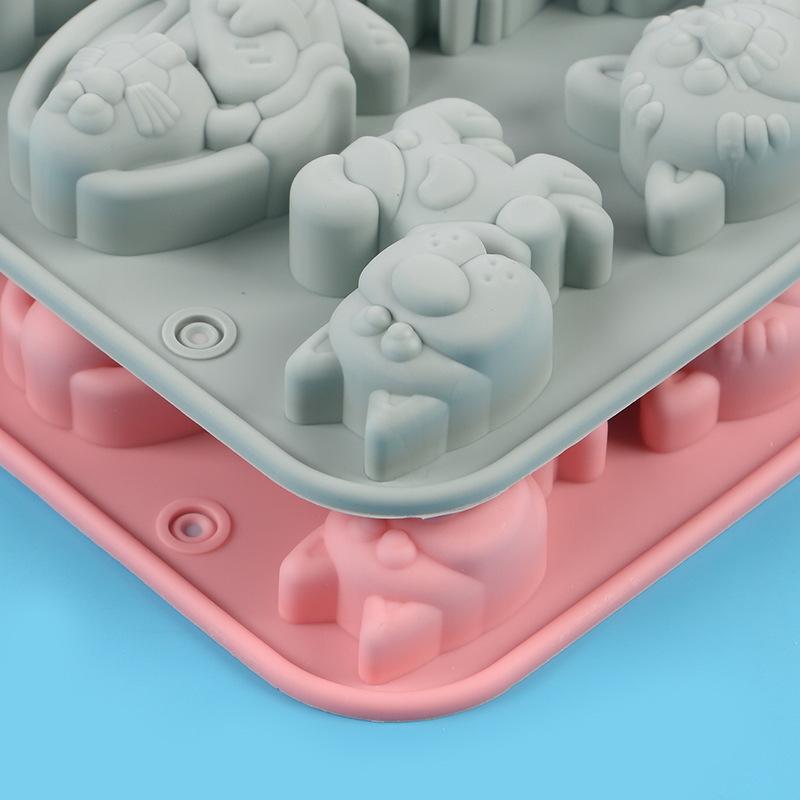 12 Cavity 6 Kinds Cartoon Animal Shaped Chocolate Silicone Molds Diy Handmade Dessert Pudding Jelly Cake Baking Molds