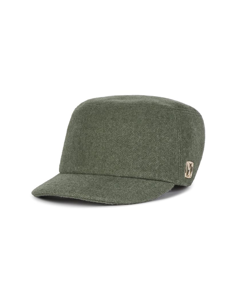 Bajal Va Square Studded Wool Bellboy Cap Green