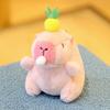 Cute Stuffed Animals Plush Capybara Keychain 12cm Cartoon Simulation Capybara Pendant Snot-Pulling Cute School Bag Pendant
