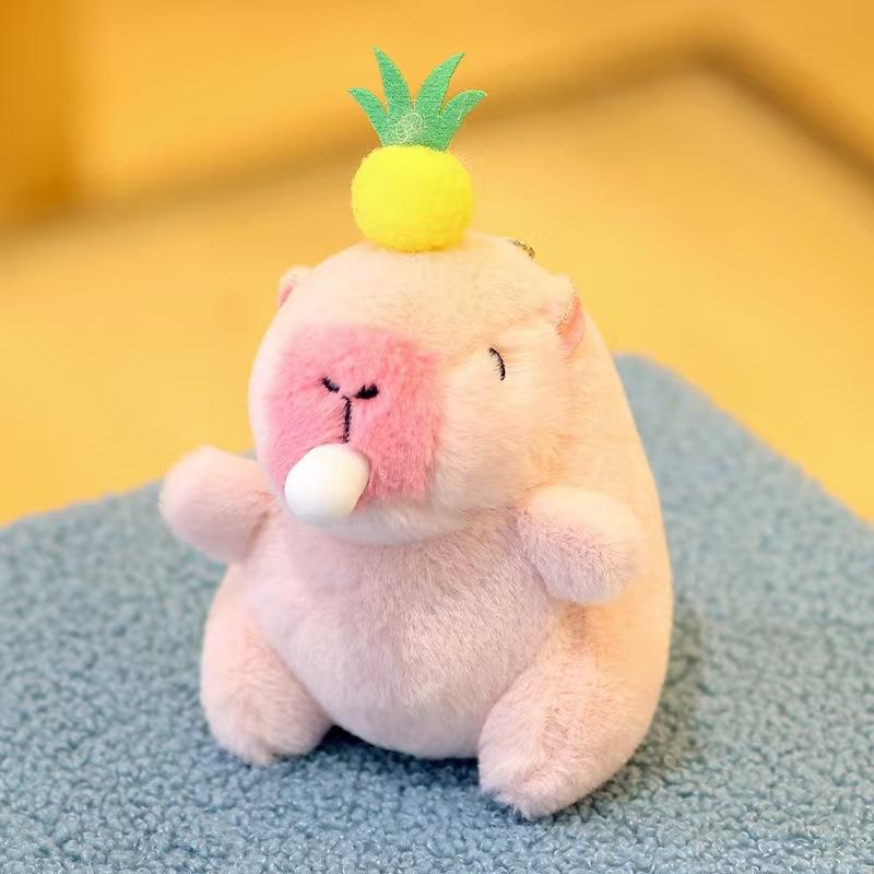 Cute Stuffed Animals Plush Capybara Keychain 12cm Cartoon Simulation Capybara Pendant Snot-Pulling Cute School Bag Pendant