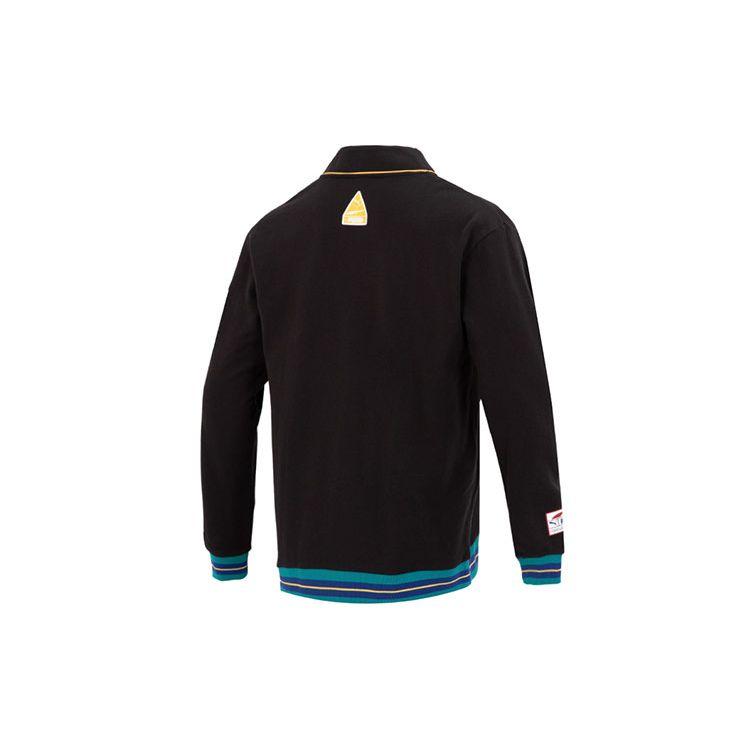 Puma Team Badge V-Neck Jacket With Contrast Logo Print Casual Knit Unisex Outerwear Black 677374-01