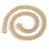 Fashion Hip Hop Necklace 12mm Spring Buckle Single Row Zircon Diamond Cuban Chain Personalized Brass Zircon Necklace Jewelry