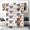 Light-toned Cat Grid Flannel Throw Blanket, Portable Nap Blanket, Holiday Gift Blanket for Cat-Loving Best Friends