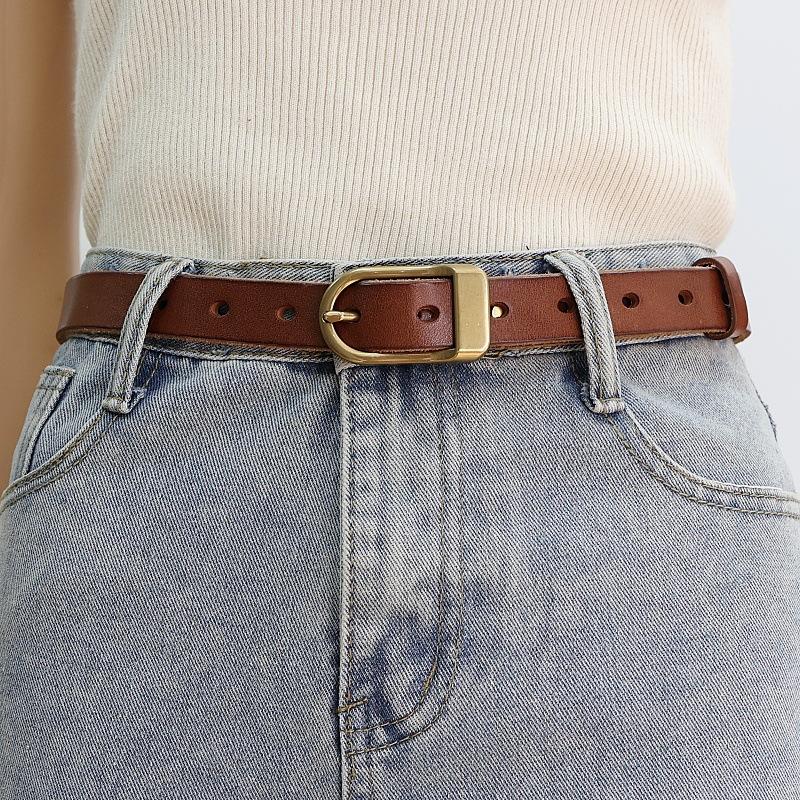 Belt Women'S Genuine Leather Cowhide Black Decoration With Skirt Belt Simple Fashion Casual Jeans With Ins Style