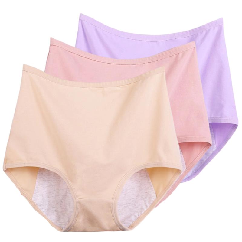3Pieces/Lot Ladies' Panties Menstrual Leak-proof Underwear Physiological Pants Women's Briefs Plus Size XL XXL 3XL 4XL 5XL 6XL