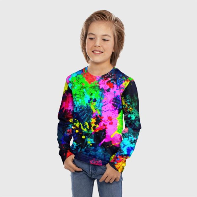 

Children s Tie Dye Color Printed T-shirt Boys Long Sleeved Fashionable Soft Comfortable Top 170