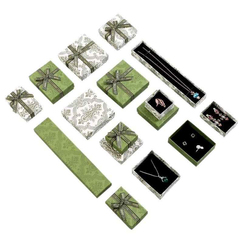 Necklace Box Jewelry Packaging Box Enamel Green Ring Box Earring Box Bow Jewelry Box