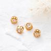 2/4/6Pcs 18K Gold Plated Rhinestone Round Beads Brass Metal Cubic Zirconia Spacer Beads DIY Jewelry Making Accessories