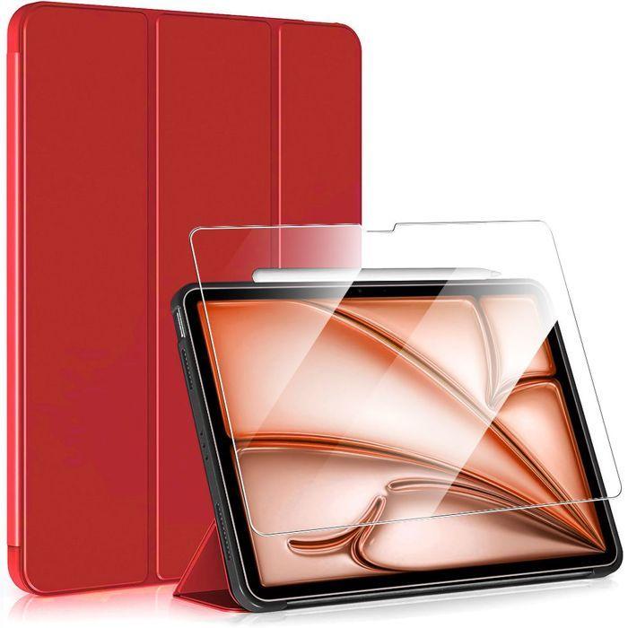 Coque + Verre Trempé - pour iPad Air 11 Pouces - Rouge - Protection Slim - Fonction Support - 2024/2025