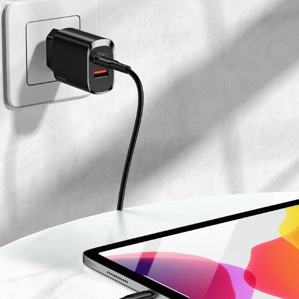 Usams Ład. Siec. 1Xusb-C+1Xusb T35 20W(Only Head) Pd3.0 +Qc3.0 Fast Charging Czarny/Black Cc121Tc02 (Us-Cc121)