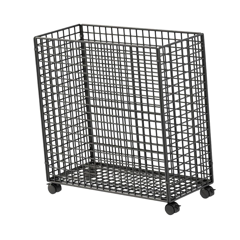 Mat Storage Cart Foldable Stand Space Saving with Wheels Organizer Basket for Home Bathroom