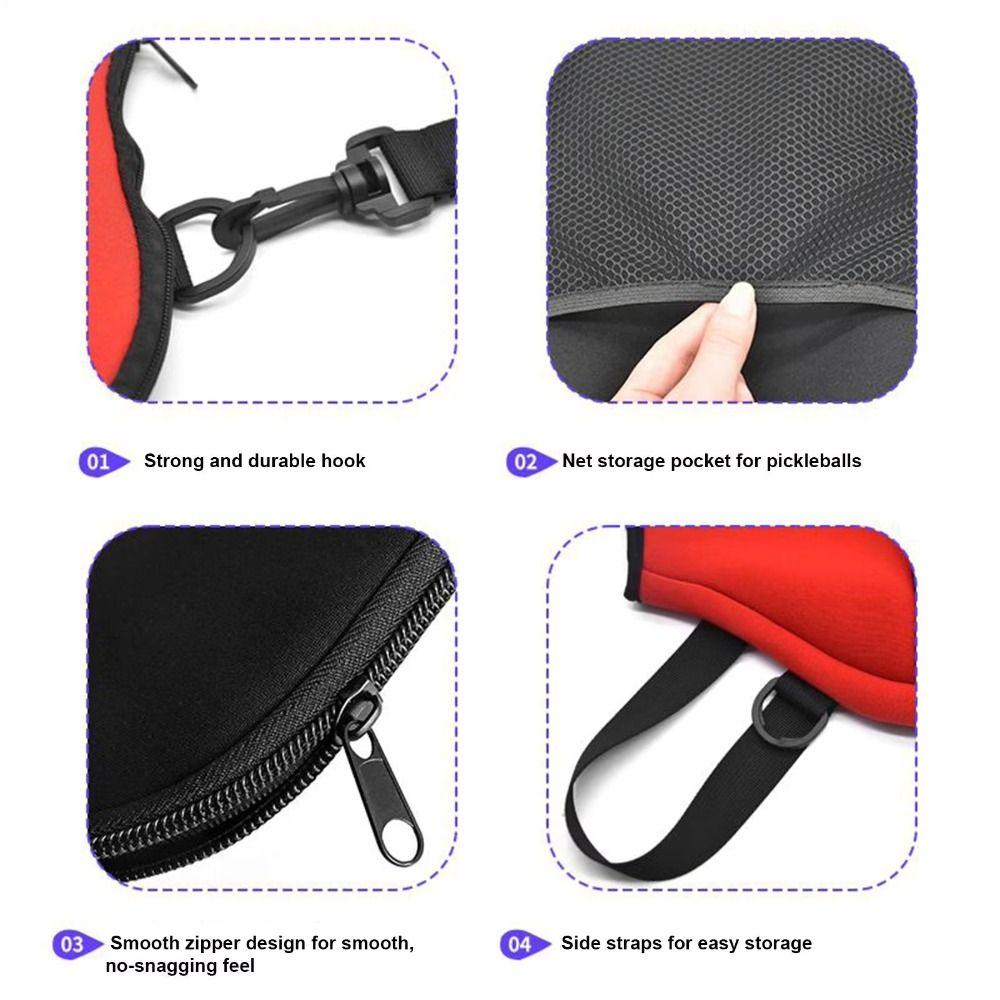 Large Capacity Pickleball Paddle Cover Zipper Closure Pickleball Racket Bag  Unisex