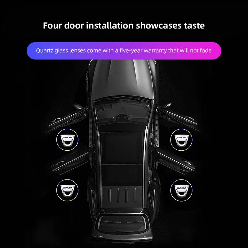 2Pcs HD Car Door Welcome Light Led Projector Lamp Accessories For Dacia Bigster Spring Duster Sandero Jogger Dokker Lodgy