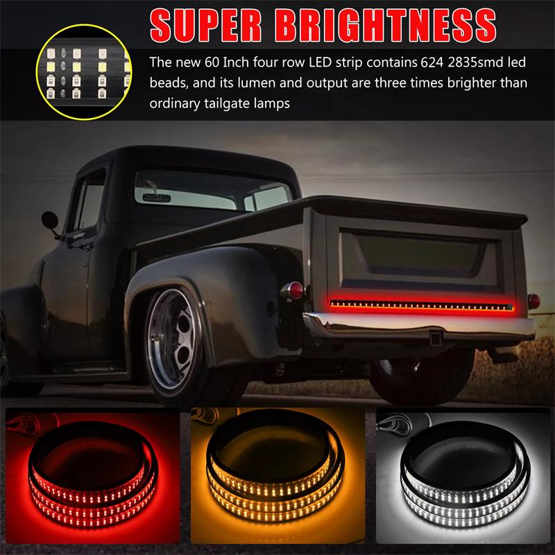 Truck Tailgate Light Bar 60 Inch Led Strip For Pickup Trailer Suv Full Function Brake Reverse Turn Signal Tail Lamp Waterproof