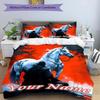 3PC Custom Name Rider White Horse Bedding Set Duvet Cover Closure Includes 1 Duvet Cover & 2 Pillowcases for Bedroom
