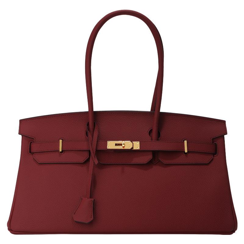 

Horizontal 40cm top layer cowhide leather women s bag large capacity handbag high-end sense commuting versatile crossbody 40*18*18cm