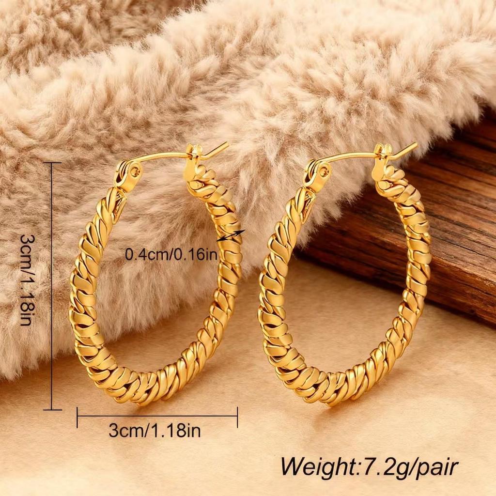 Solmayan Altın Fransız Retro Burgu Paslanmaz Çelik Küpeler - Çok Yönlü ve Sade Stil