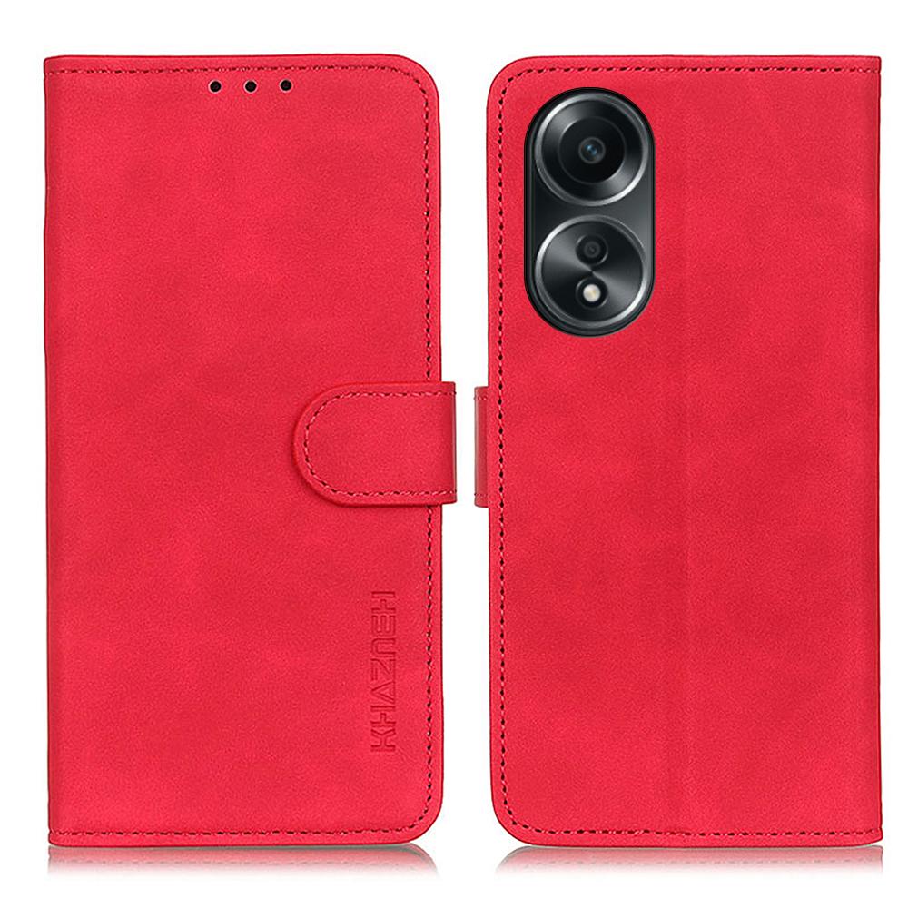 KHAZNEH For Oppo A78 4G Anti-Scratch Shell Wallet Phone Cover Retro Texture PU Leather Stand Case