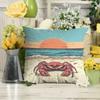 4pcs Beach Crab Pattern Double-sided Printed Pillow Cover Short Plush Suitable Living Rooms Bedrooms Sofas Throw Cushion Cover