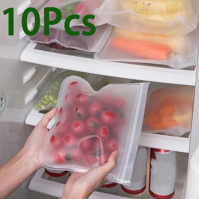 10Pcs Silicone Food Storage Bag Leakproof Reusable Stand Up Zip Shut Bag Cup Fresh Bag Food Storage Bag Fresh Wrap Silicone Bag
