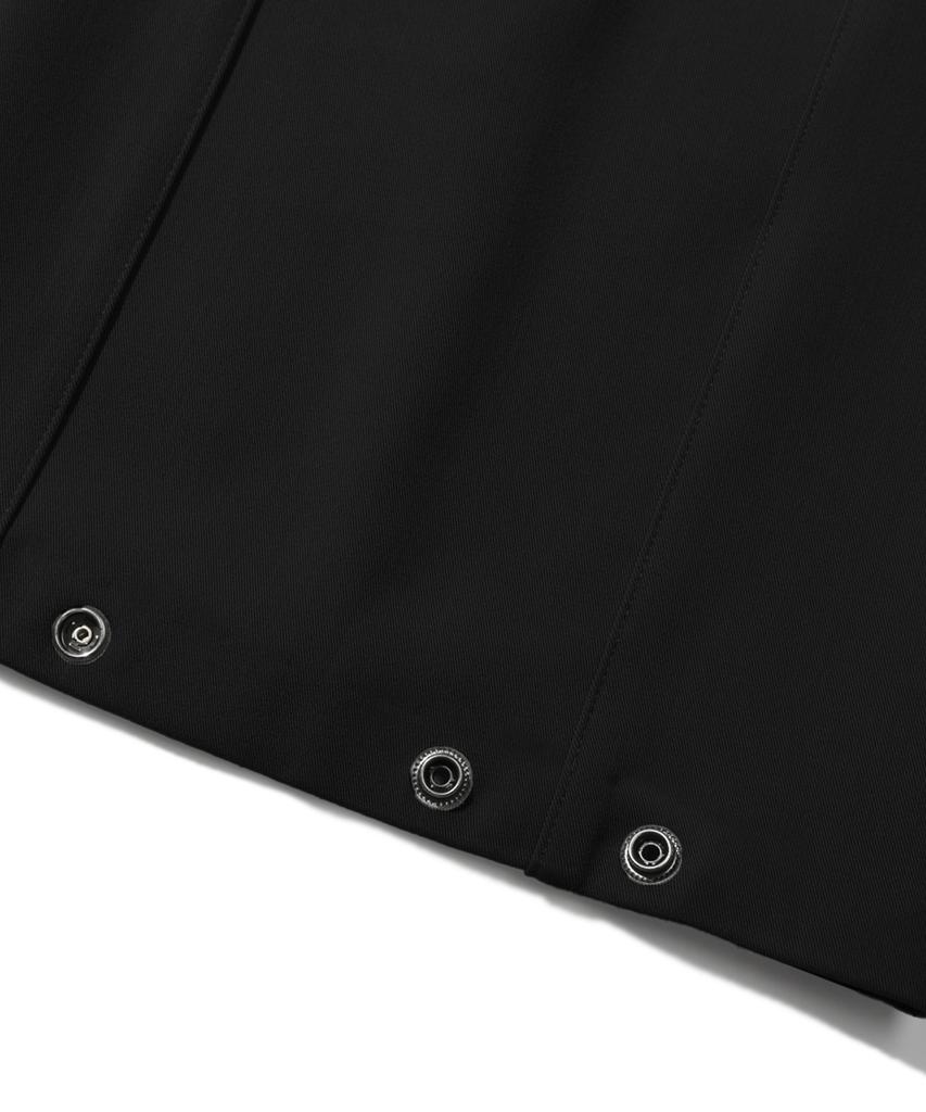 TRILLION Side Pleat Snap Button Wide Slacks (Black)